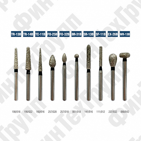 Алмазные боры TR-13B TR-14B, TC-11B, FO-25B FO-32B, BR-31B, SR-13B, SF-11B, EX-26B,WR-13B нумерация идентична борам MANI